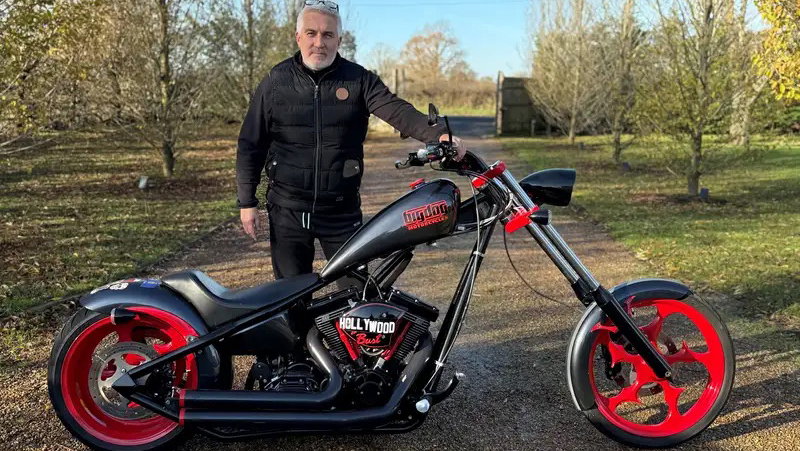 Paul Hollywood and his Big Dog Motorcycle chopper